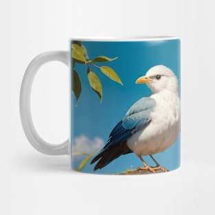 Fantasy Bird with Blue Wings and White Feathered Body Mug